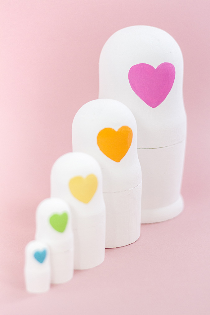 DIY Decorative Painted Heart Faced Nesting Dolls Dream Green DIY