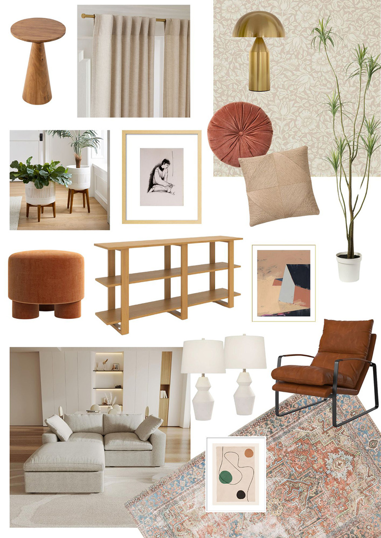 Cool Cozy Lounge Home Décor Mood Board
