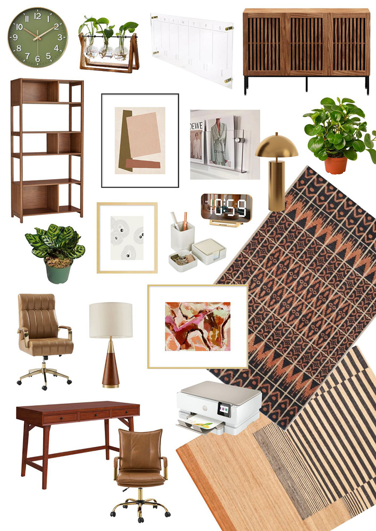 Boho Retro Office Home Mood Board