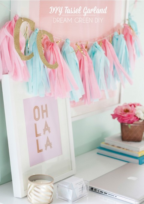 DIY Tropical Tassel Garland - Bright Custom Light Hot Pink Green Tissue  Paper Kids Decor Girls Baby Shower