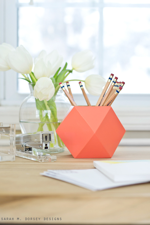 DIY Geometric Pencil Cup | Sarah M. Dorsey Designs + Dream Green DIY