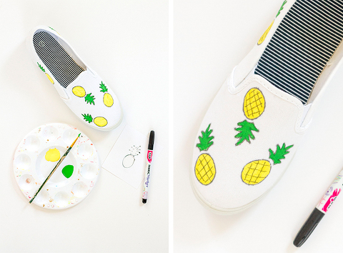 DIY Pineapple and Banana Painted Canvas Shoes | Dream Green DIY + @ehow