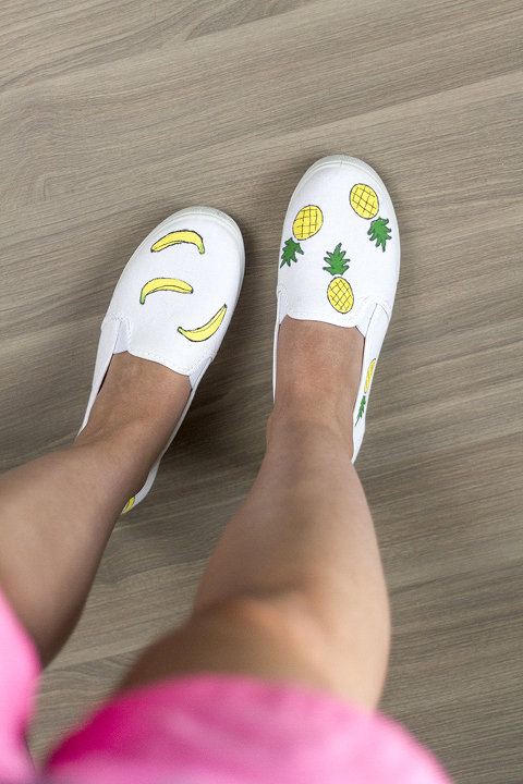 DIY Pineapple and Banana Painted Canvas Shoes | Dream Green DIY + @ehow