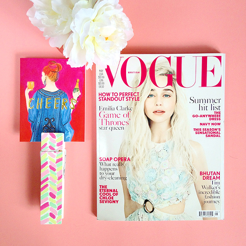 Styled: British Vogue and Thimblepress "Cheers" Card | via @dreamgreendiy on Instagram