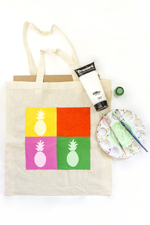 DIY Pineapple Pop Art Inspired Tote Bag | Dream Green DIY