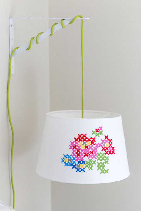 DIY Painted Cross Stitch Lamp Shade | Dream Green DIY