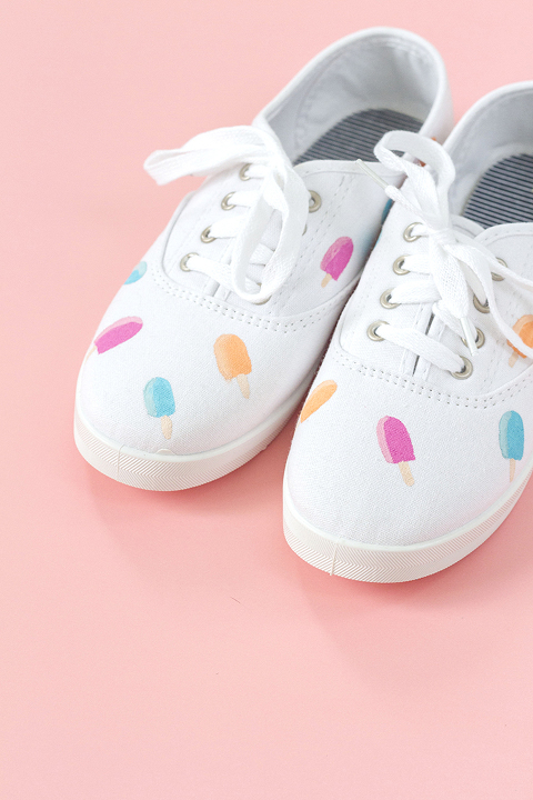 DIY Hand Painted Popsicle Canvas Shoes | Dream Green DIY
