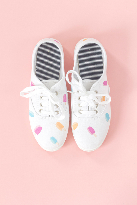 DIY Hand Painted Popsicle Canvas Shoes | Dream Green DIY