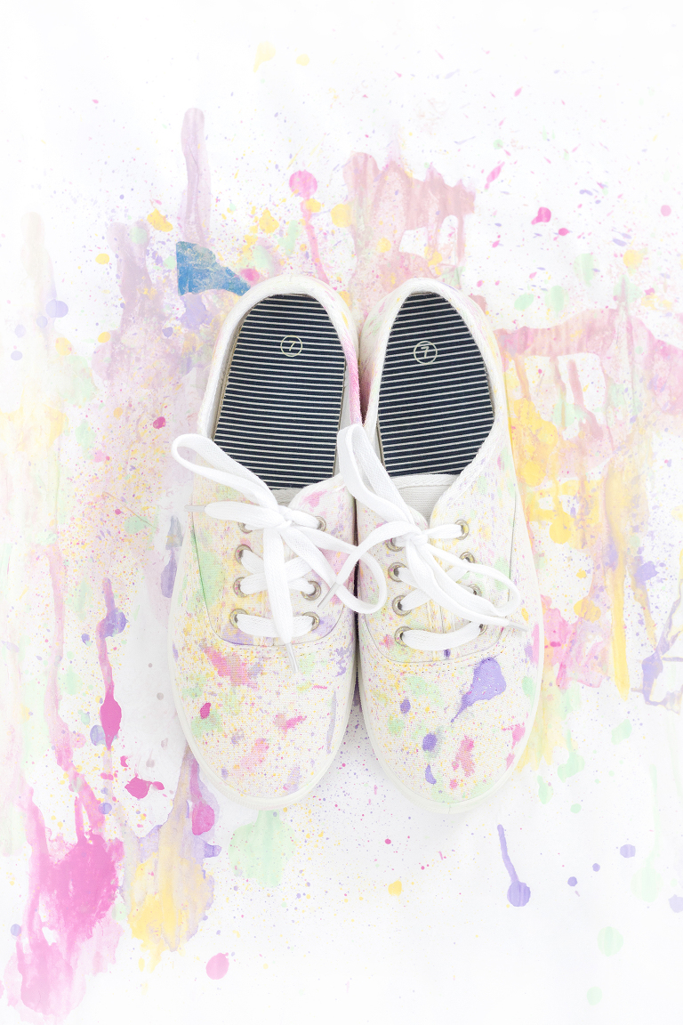 DIY Abstract Paint Splatter Shoes - Dream Green DIY