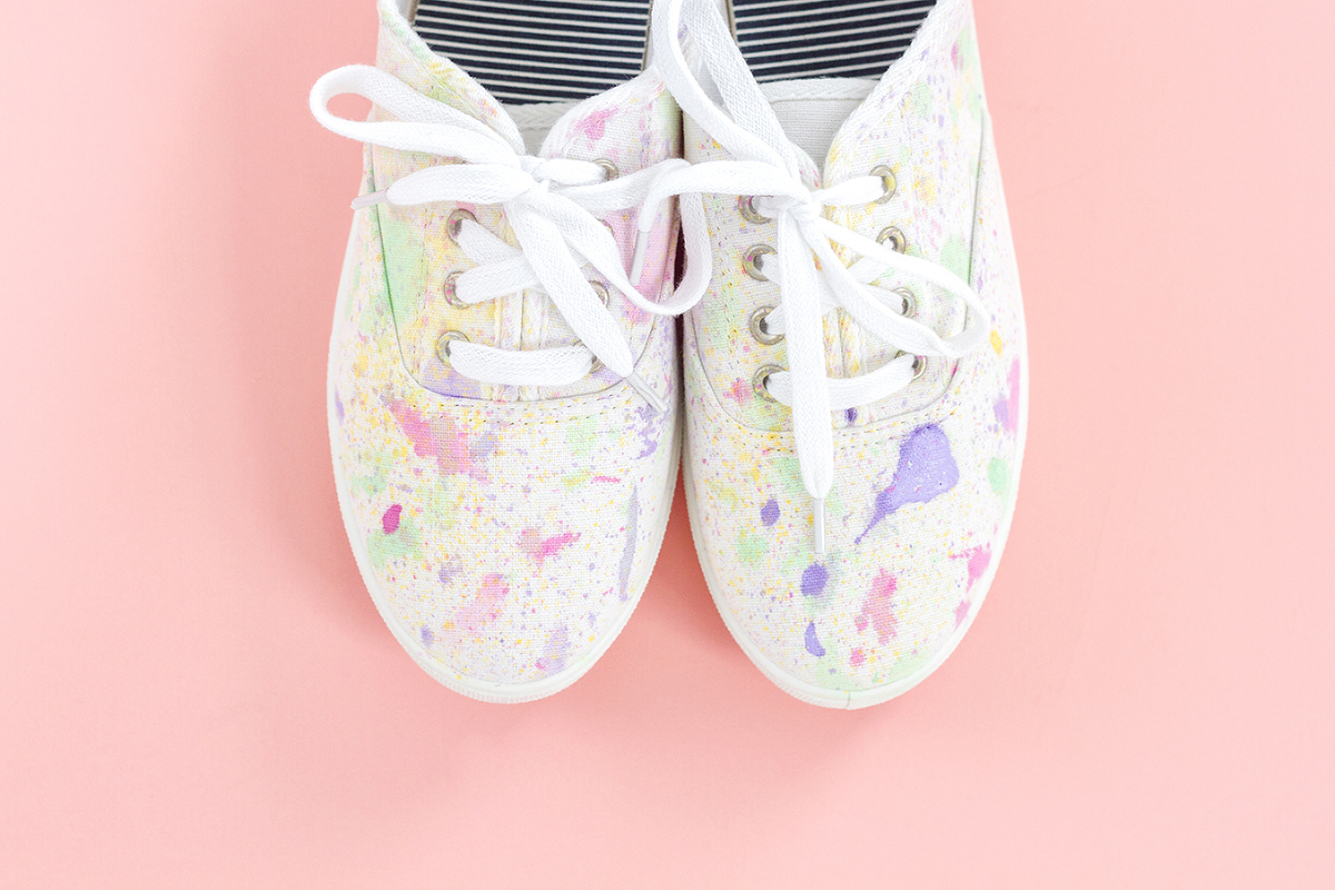 DIY Abstract Paint Splatter Shoes Dream Green DIY