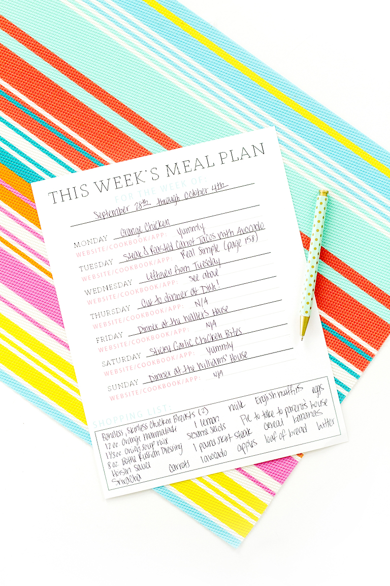 10-Minute Meal Plan Printable | Dream Green DIY