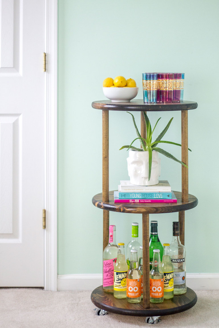 DIY Solid Wood Rolling Bar Cart | Dream Green DIY