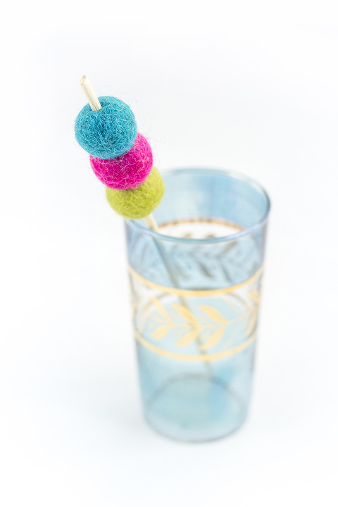 DIY Felt Ball Kabob Cocktail Stirrers | Dream Green DIY