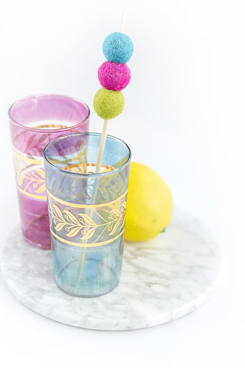 DIY Felt Ball Kabob Cocktail Stirrers | Dream Green DIY