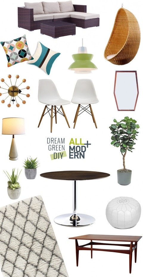 A Mid-Century Sunroom Makeover: Inspiration | Dream Green DIY + @allmodern