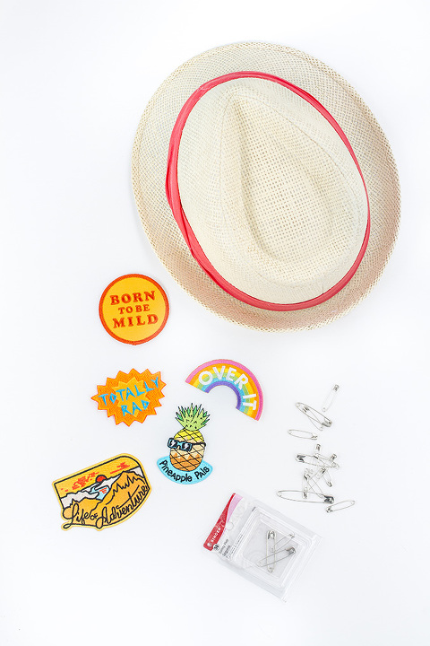 DIY Semi-Permanent Patched Straw Hat | dreamgreendiy.com