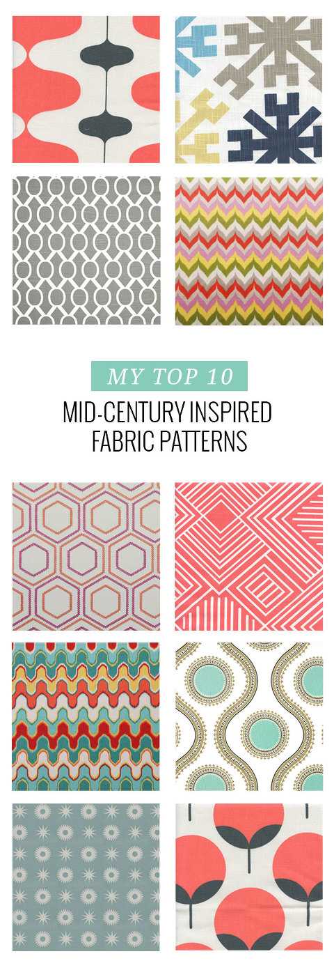 10 Mid-Century Inspired Fabric Patterns | dreamgreendiy.com + @buyfabrics