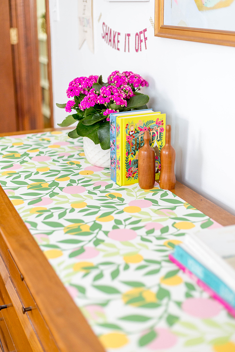 DIY Wallpaper-Embellished Dresser | dreamgreendiy.com + @spoonflower