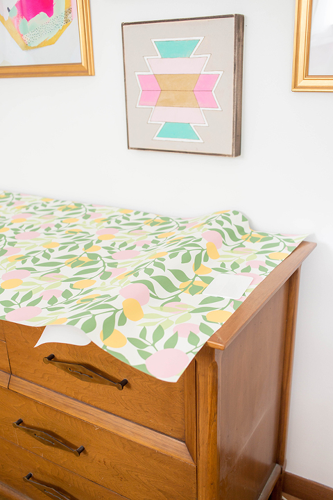 DIY Wallpaper-Embellished Dresser | dreamgreendiy.com + @spoonflower