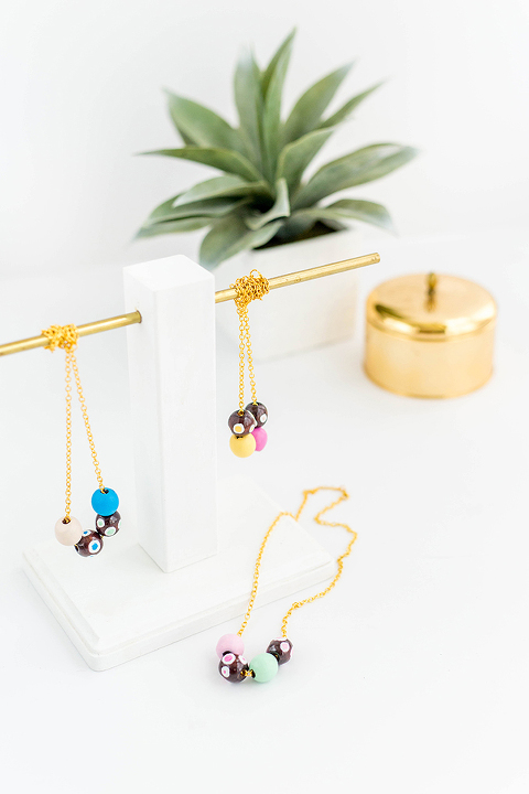 DIY Painted Wooden Bead Necklace | dreamgreendiy.com + @orientaltrading