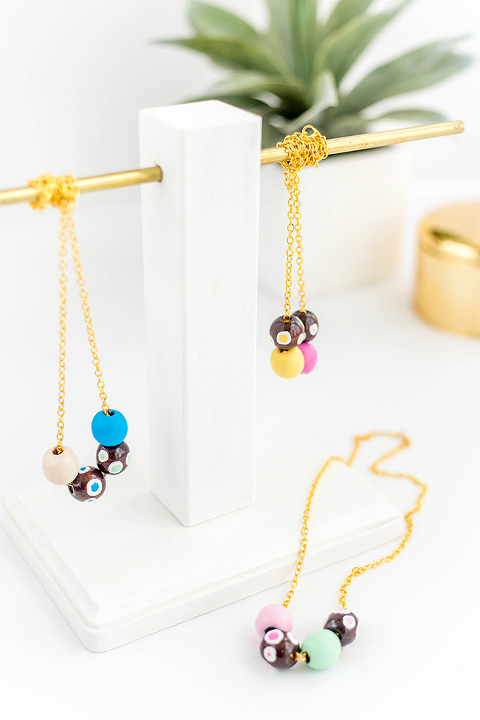 DIY Painted Wooden Bead Necklace | dreamgreendiy.com + @orientaltrading