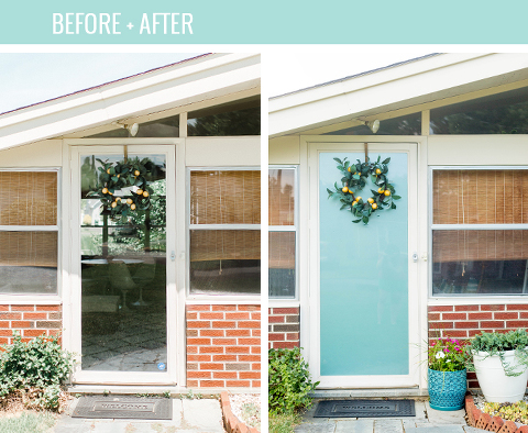 How To Update A Storm Door With Teal Window Film | dreamgreendiy.com + @designyourwall