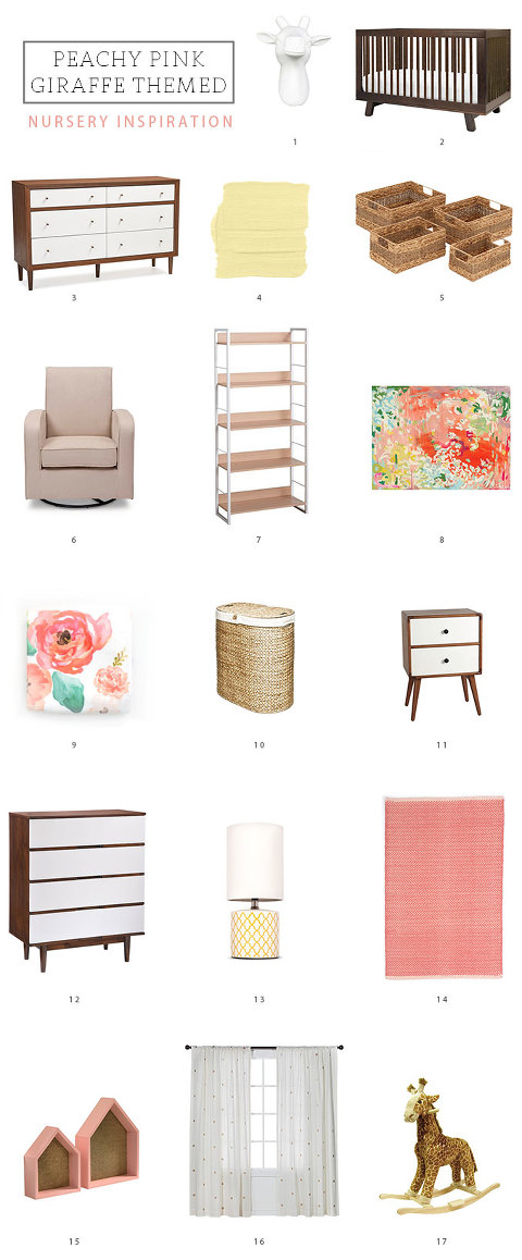 Peachy Pink Giraffe Themed Nursery Inspiration