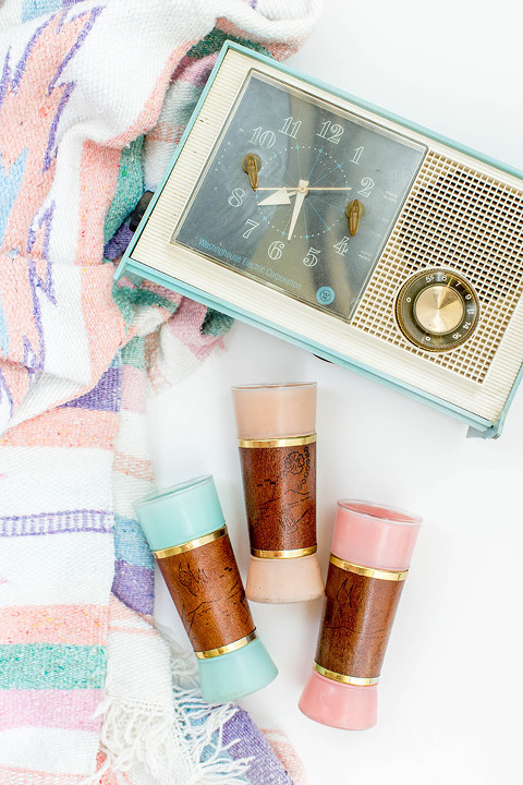 Vintage Blanket, Blue Clock & Tiki Glass Set