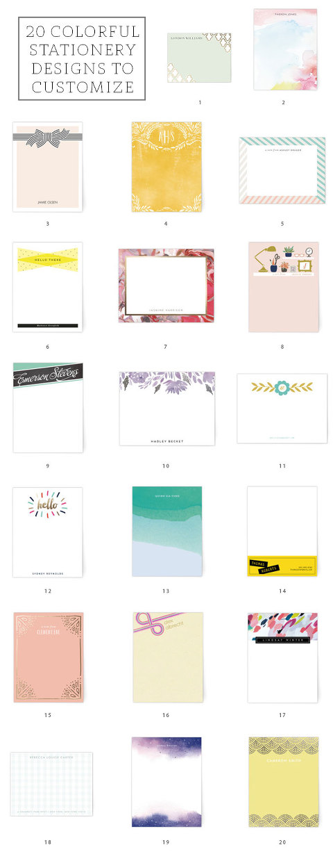 20 Colorful Stationery Designs To Customize | dreamgreendiy.com