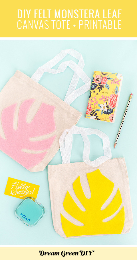 DIY Felt Monstera Leaf Canvas Tote + Printable | dreamgreendiy.com + @orientaltrading