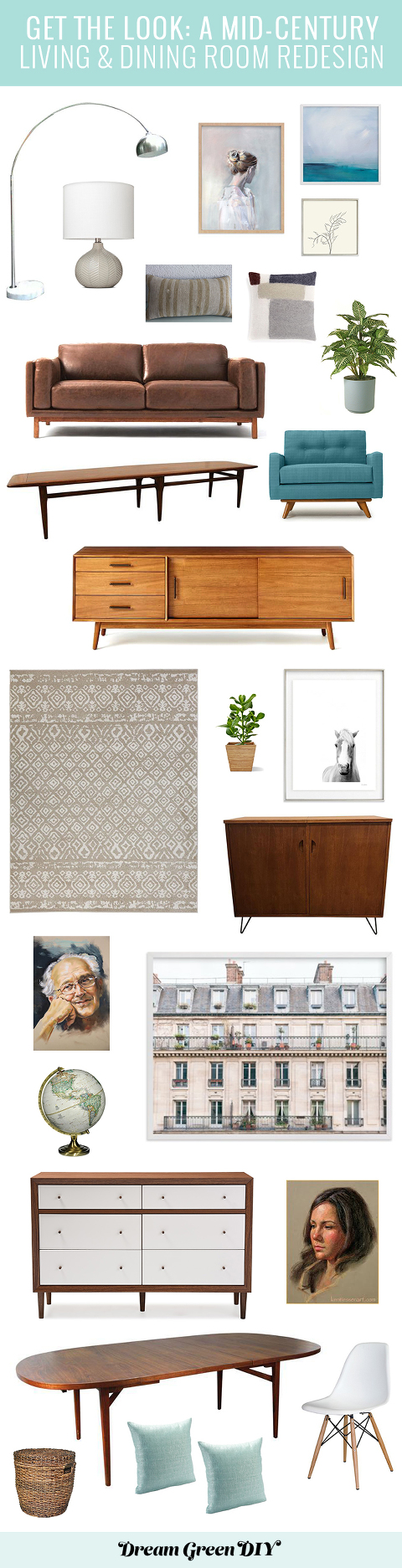 Plans For Our Mid-Century Living & Dining Room Redesign | dreamgreendiy.com + @minted