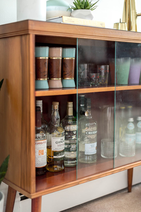 A Retro Bar Cabinet & Portrait | dreamgreendiy.com