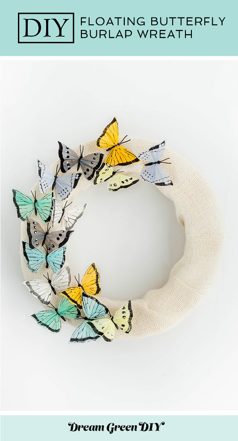 DIY Floating Butterfly Burlap Wreath For Spring | dreamgreendiy.com + @orientaltrading