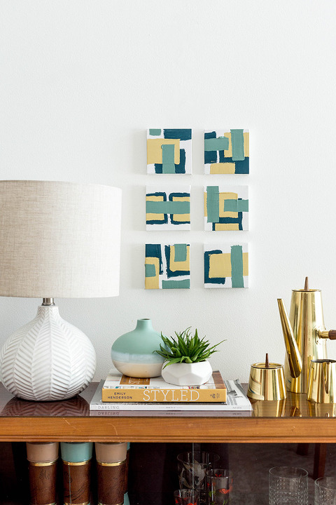 DIY Mini Modern Abstract Painting Installation | dreamgreendiy.com + @orientaltrading