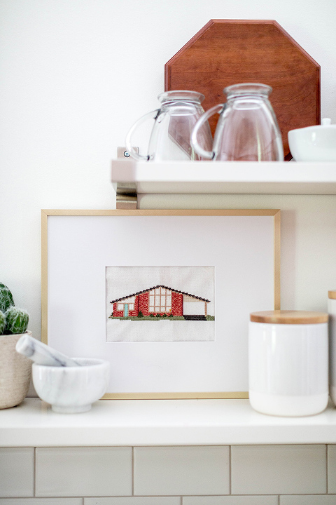 DIY Framed Cross Stitch House Portrait