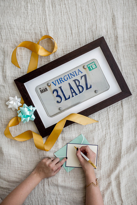 Custom Framed License Plate Birthday Gift Idea | dreamgreendiy.com + @framebridge