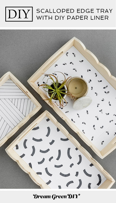 Scalloped Edge Tray With DIY Paper Liner | dreamgreendiy.com + @orientaltrading