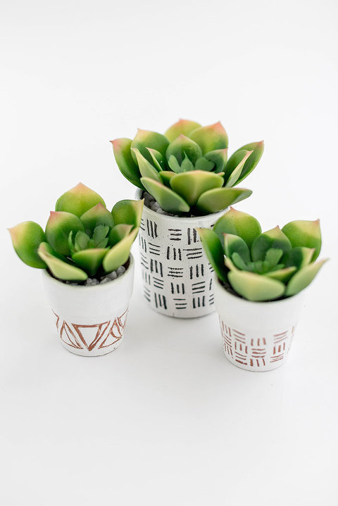 DIY Hand-Etched Mini Succulent Pots | dreamgreendiy.com + @orientaltrading