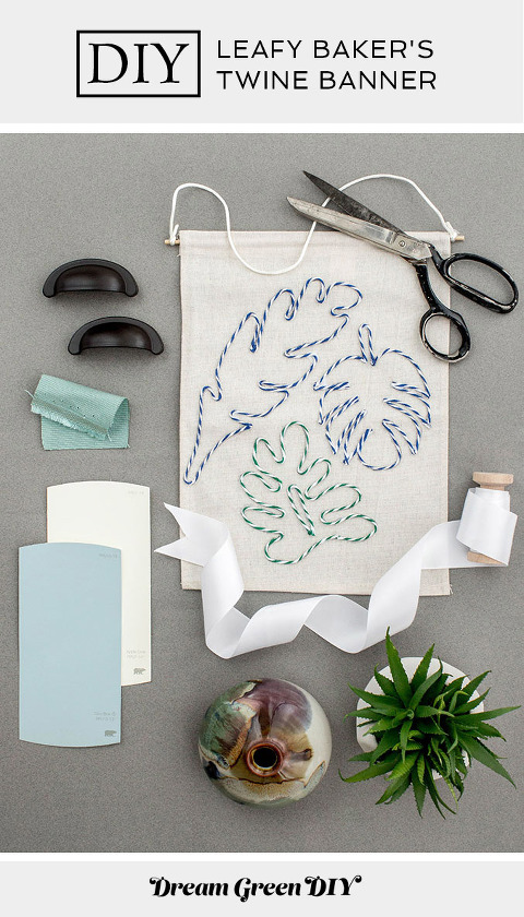 DIY Leafy Baker's Twine Banner | dreamgreendiy.com + @orientaltrading