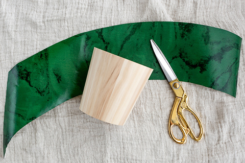 DIY Wood Pot With Green Marble Wallpaper