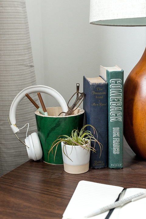 DIY Wood Pot With Green Marble Wallpaper