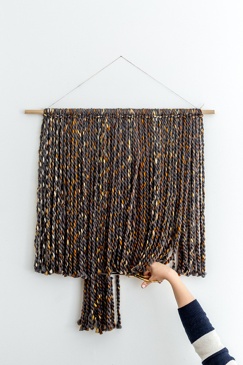 DIY Yarn Wall Hanging With Brass Rings