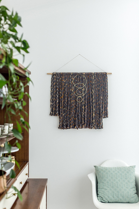 DIY Yarn Wall Hanging With Brass Rings