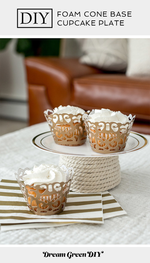 DIY Foam Cone Base Cupcake Plate | dreamgreendiy.com + @orientaltrading