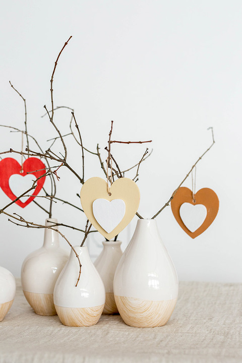 DIY Valentine's Day Wood Heart Ornament Tree | dreamgreendiy.com + @orientaltrading