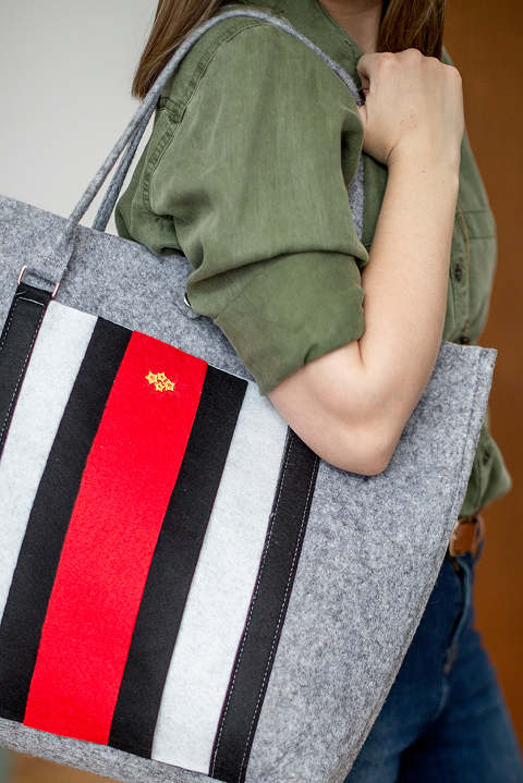 DIY Look-A-Like Designer Striped Felt Tote