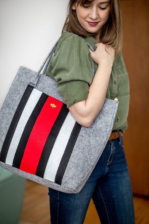 DIY Look-A-Like Designer Striped Felt Tote