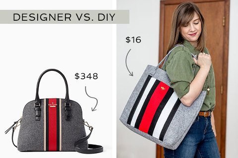 DIY Look-A-Like Designer Striped Felt Tote