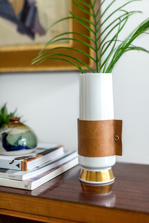 DIY Leather Handled Vase