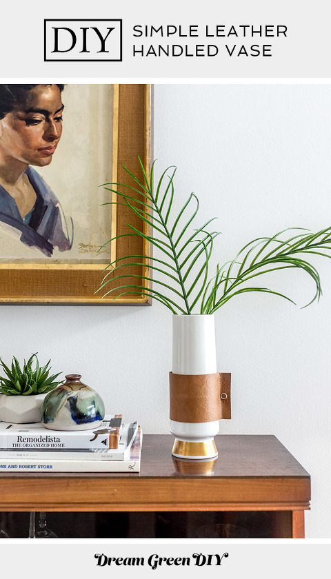 DIY Leather Handled Vase